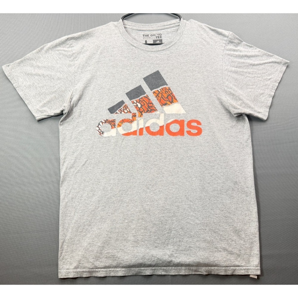 Adidas Men's Large Gray Go-To Tee | Short Sleeve Graphic Logo T-Shirt L